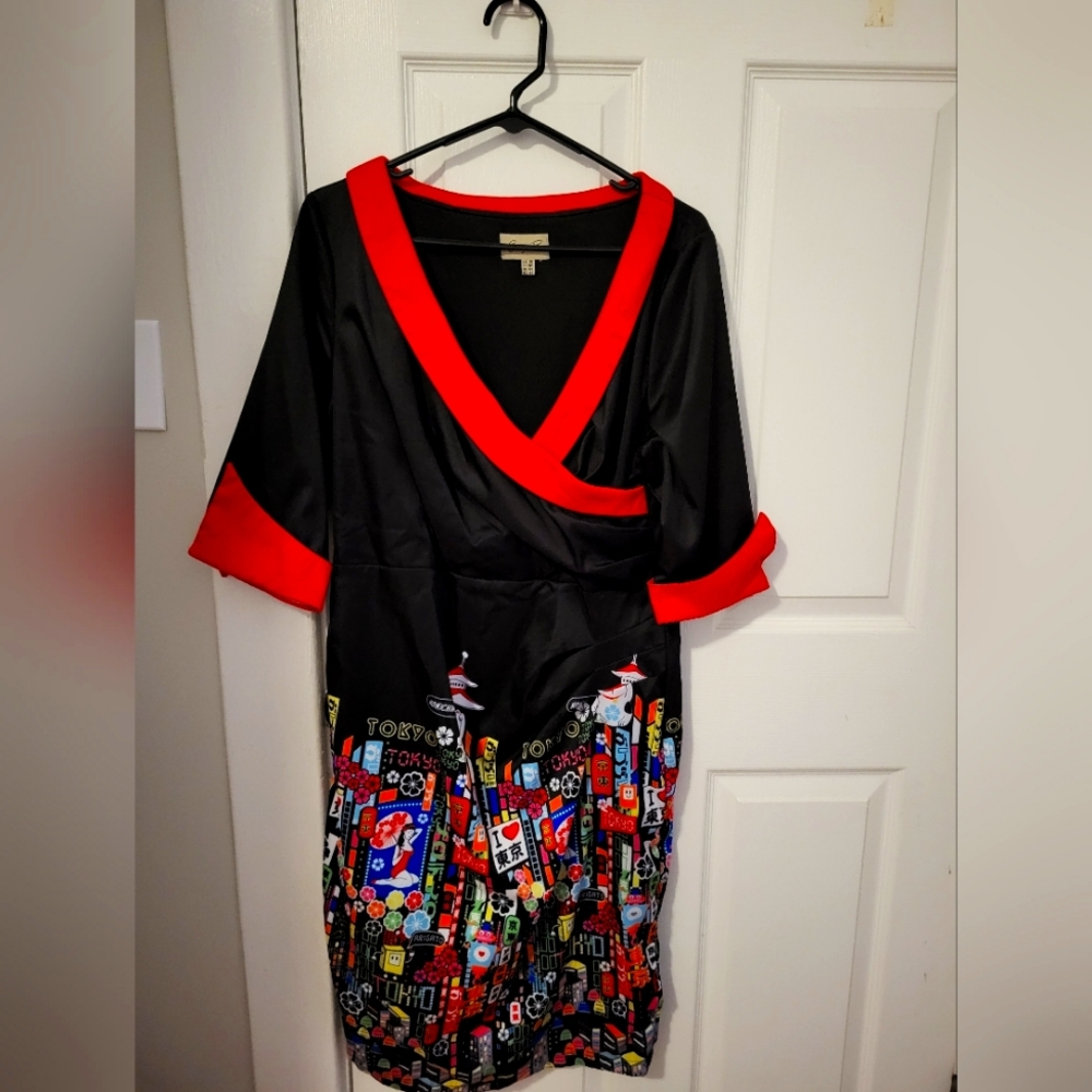 Lindy Bop Hello Tokyo Faux Wrap Dress 14